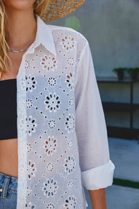 Eyelet Button Down Shirt