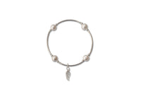 Charmed White Pearl & Wing Blessing Bracelet Silver