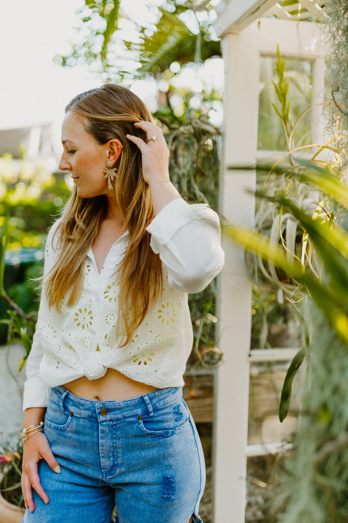 Straw Palm Tree Drop Earrings