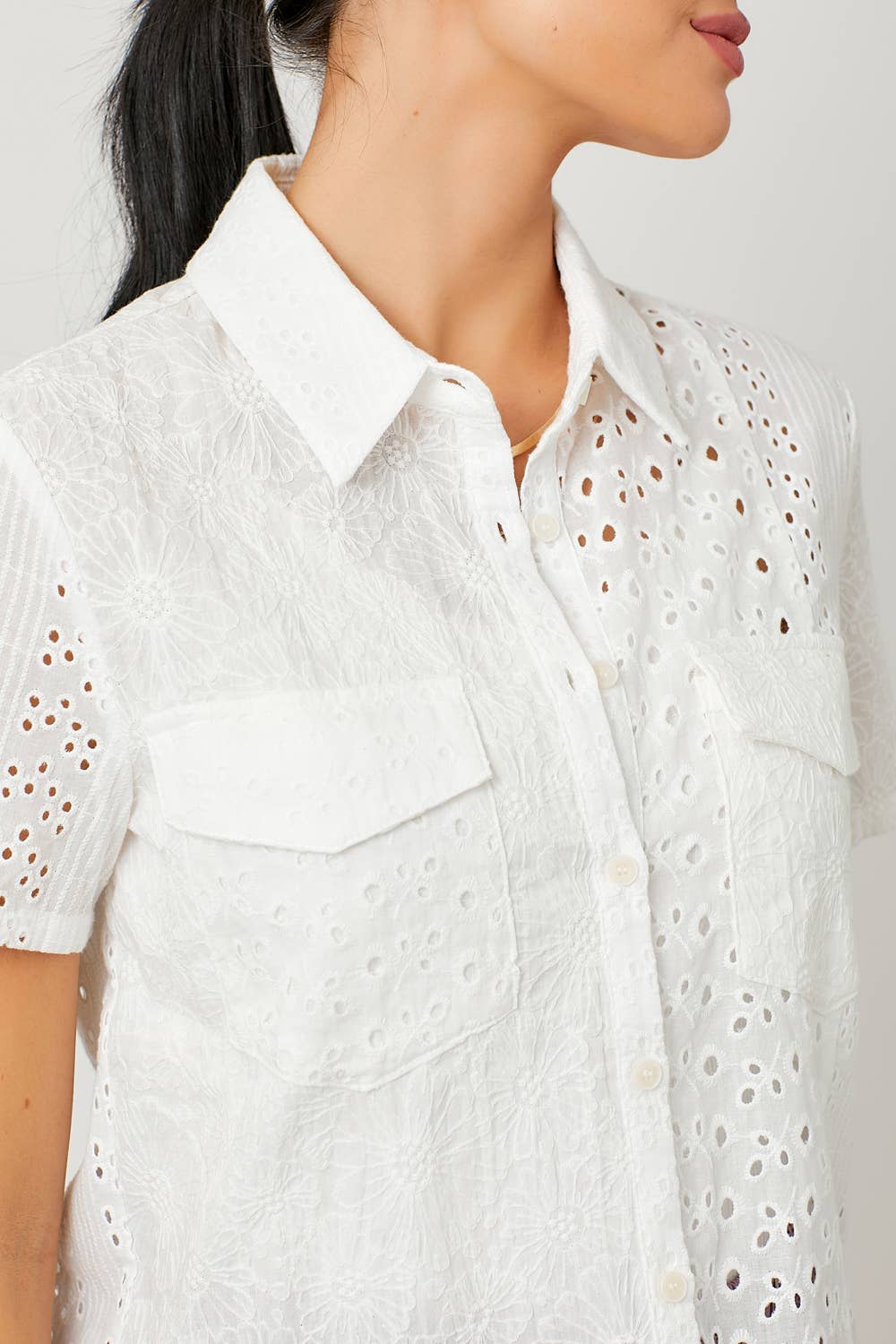 Eyelet Mixed Shirt