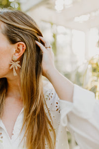 Straw Palm Tree Drop Earrings