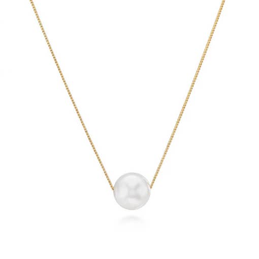 White Pearl Blessing Necklace In Gold-Filled