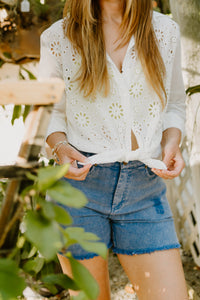 Eyelet Button Down Shirt