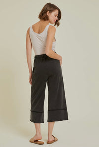 Wide Leg Capri Pants Black