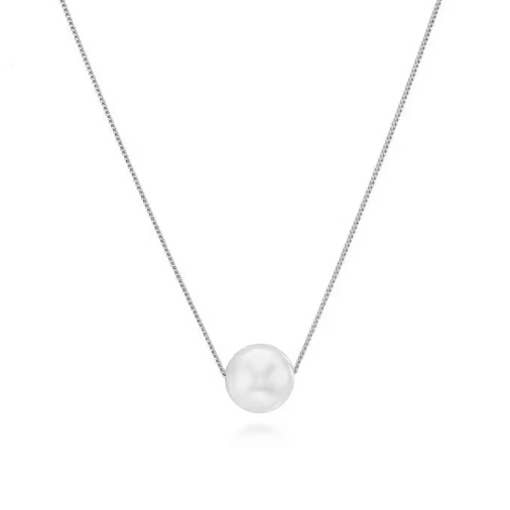 White Pearl Blessing Necklace In Sterling Silver