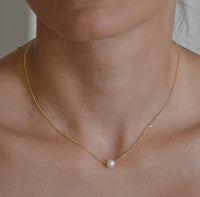 White Pearl Blessing Necklace In Gold-Filled