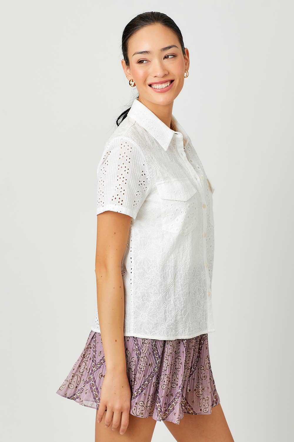 Eyelet Mixed Shirt