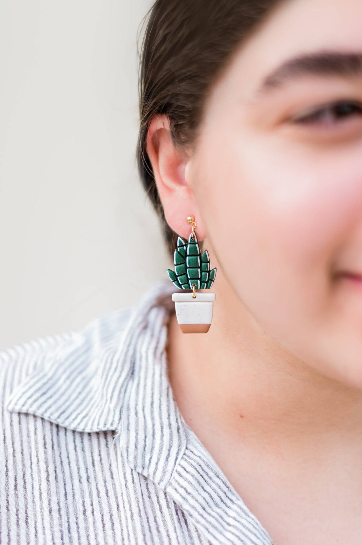 Polymer Clay Snake Plant Earrings