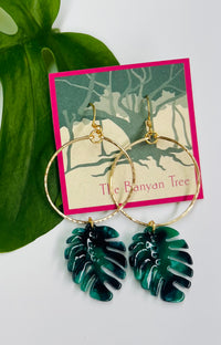 Monstera Hoop Earrings