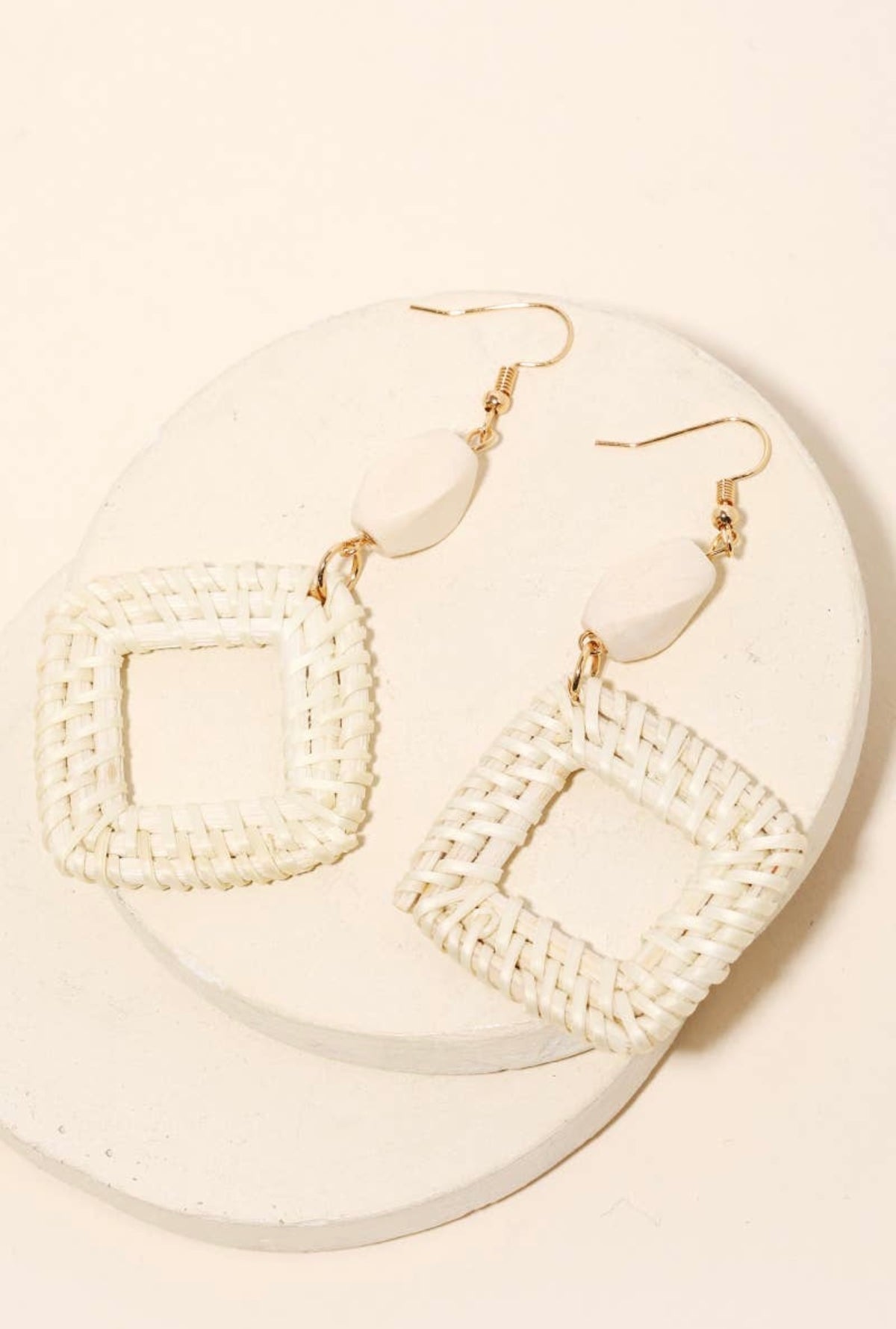 Straw Square Drop Earrings